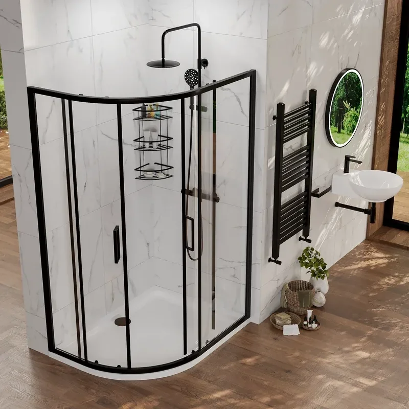 radiant standard height 1200 x 900 offset quadrant shower enclosure black