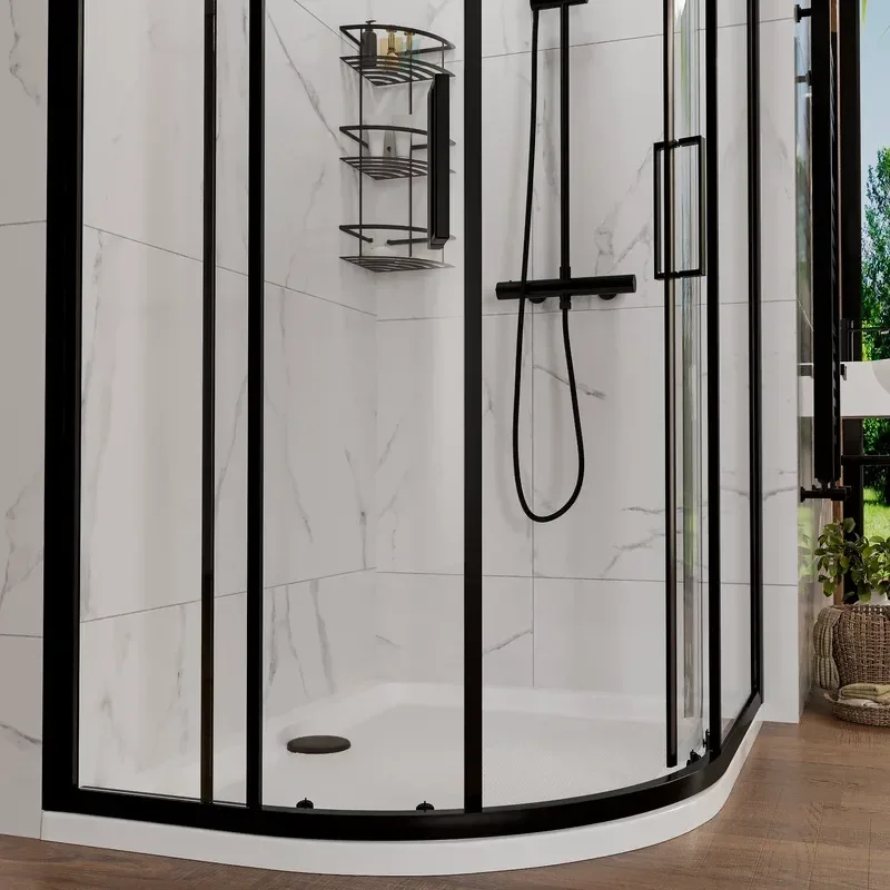 radiant standard height 1200 x 900 offset quadrant shower enclosure black
