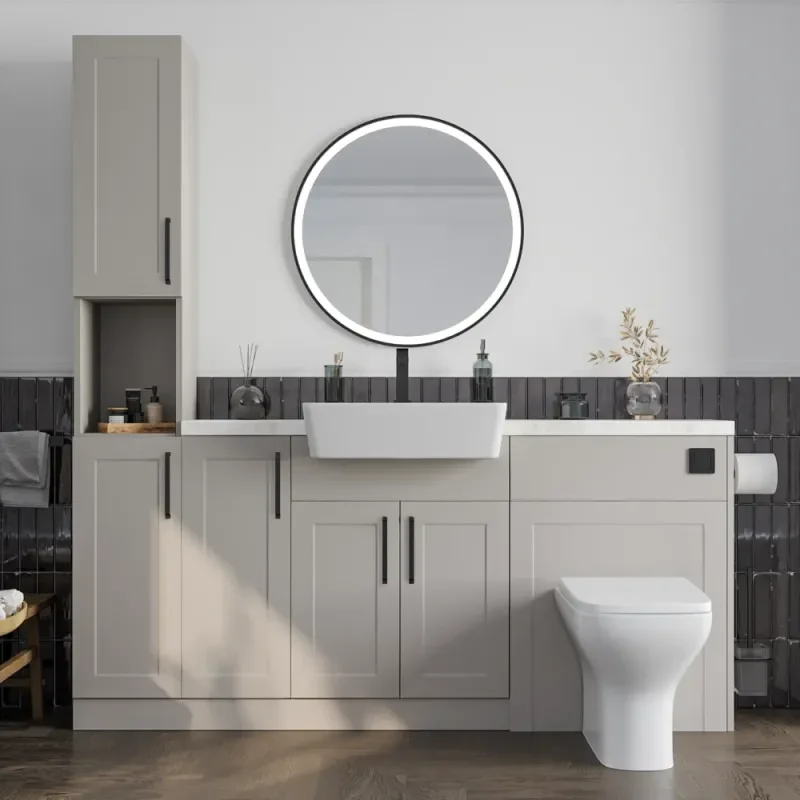Product Image for Oliver 1700 Cashmere Shaker Fitted Furniture Combination Vanity Unit with Ceramic Basin 9