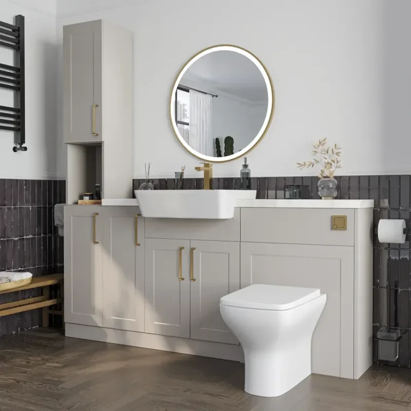 Product Image for Oliver 1700 Cashmere Shaker Fitted Furniture Combination Vanity Unit with Ceramic Basin 6
