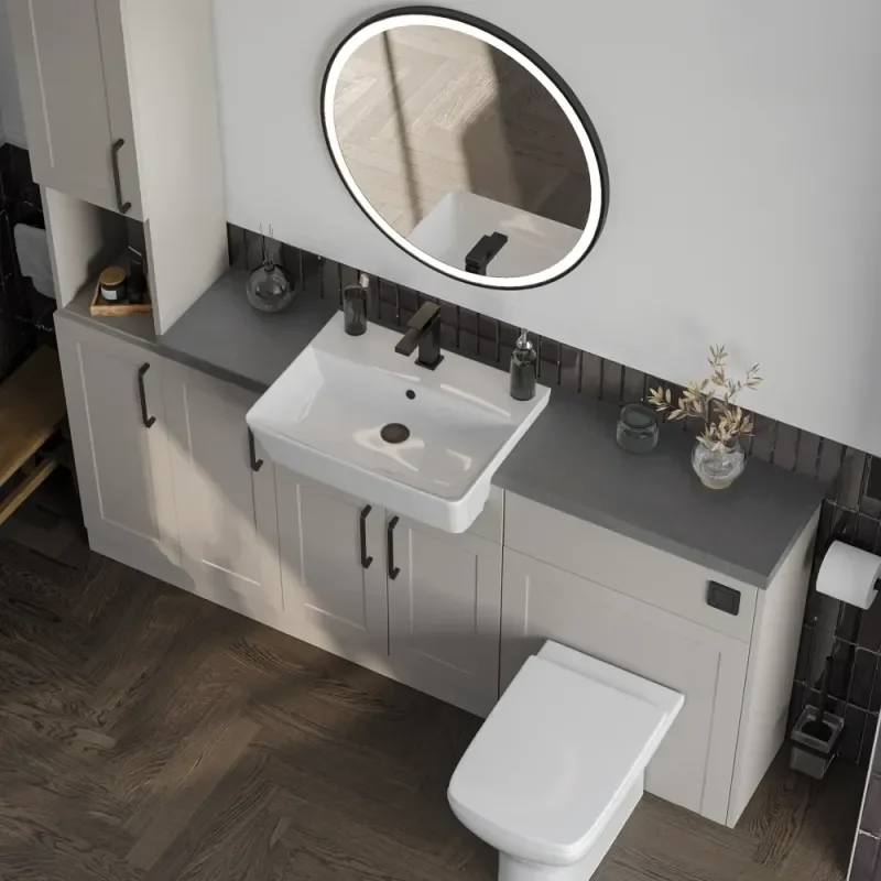 Product Image for Oliver 1700 Cashmere Shaker Fitted Furniture Combination Vanity Unit with Ceramic Basin 3