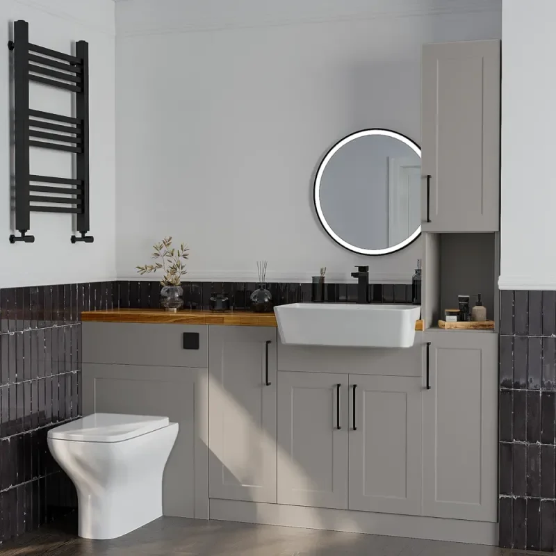 Product Image for Oliver 1700 Cashmere Shaker Fitted Furniture Combination Vanity Unit with Ceramic Basin 1
