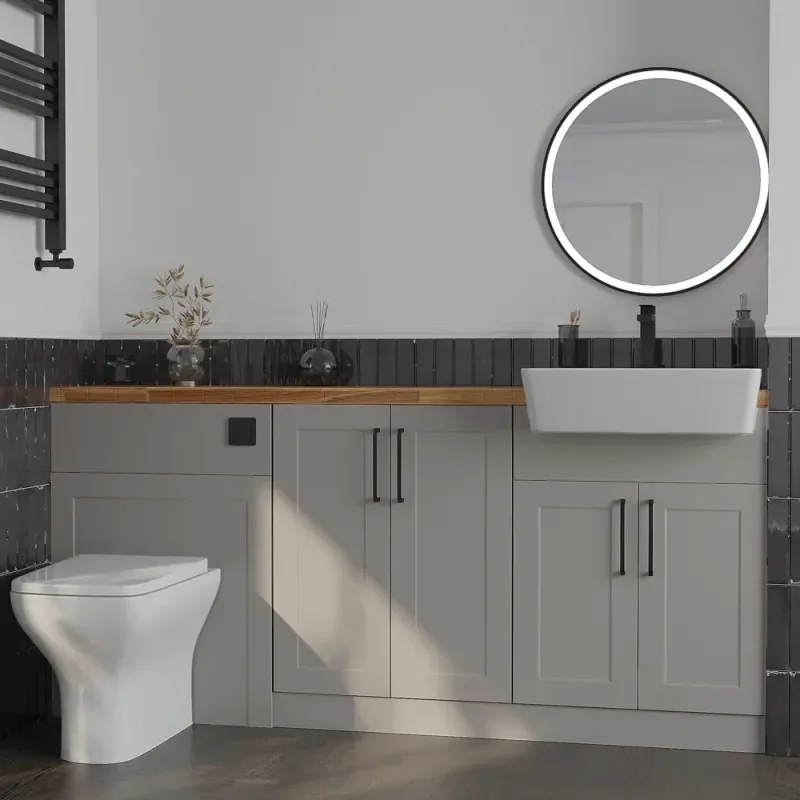 Product Image for Oliver 1800 Cashmere Shaker Fitted Furniture Combination Vanity Unit with Ceramic Basin 1