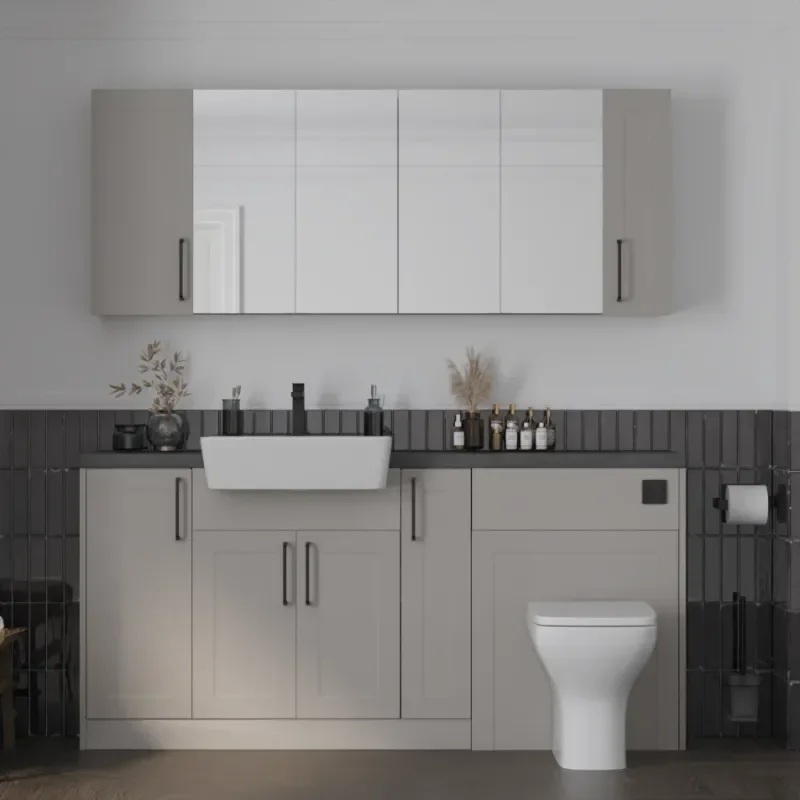 Main product image for the Oliver 1700 Cashmere Shaker Fitted Furniture with Mirror Cabinets 1