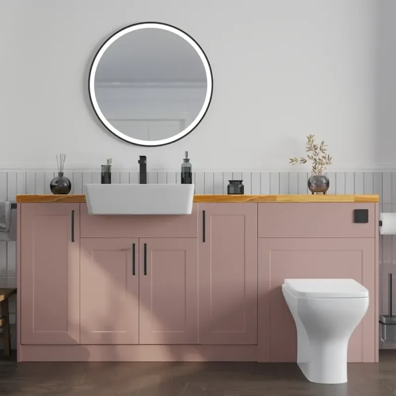 Product Image for Oliver 1800 Pink Shaker Fitted Furniture Combination Vanity Unit with Ceramic Basin 6