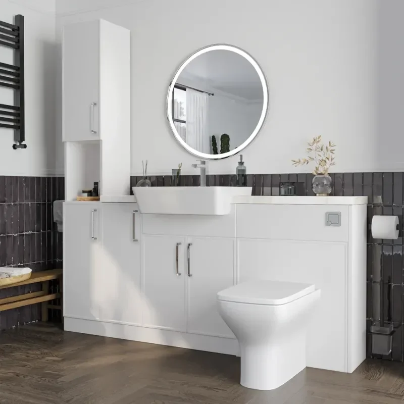 Product Image for Oliver 1700 White Shaker Fitted Furniture Combination Vanity Unit with Ceramic Basin 6