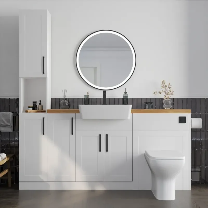 Product Image for Oliver 1700 White Shaker Fitted Furniture Combination Vanity Unit with Ceramic Basin 9