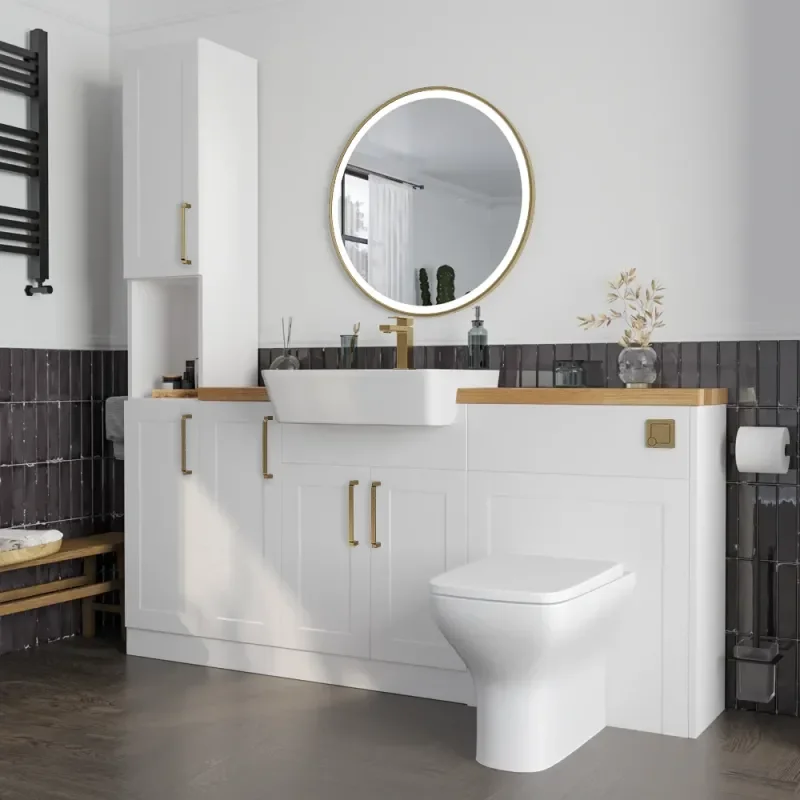 Product Image for Oliver 1700 White Shaker Fitted Furniture Combination Vanity Unit with Ceramic Basin 8