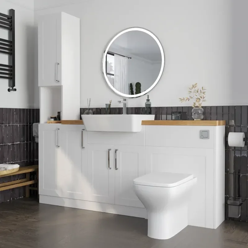 Product Image for Oliver 1700 White Shaker Fitted Furniture Combination Vanity Unit with Ceramic Basin 7