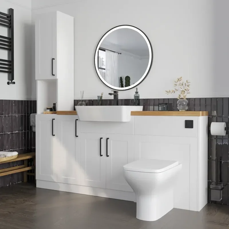 Product Image for Oliver 1700 White Shaker Fitted Furniture Combination Vanity Unit with Ceramic Basin 5