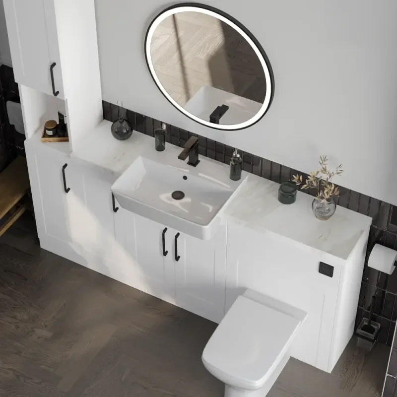 Product Image for Oliver 1700 White Shaker Fitted Furniture Combination Vanity Unit with Ceramic Basin 4