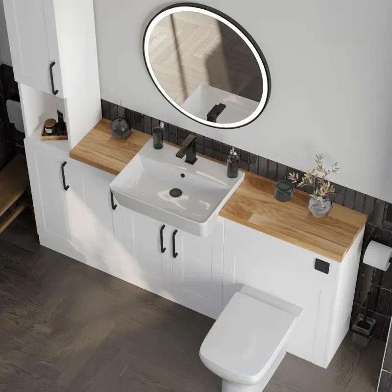 Product Image for Oliver 1700 White Shaker Fitted Furniture Combination Vanity Unit with Ceramic Basin 2
