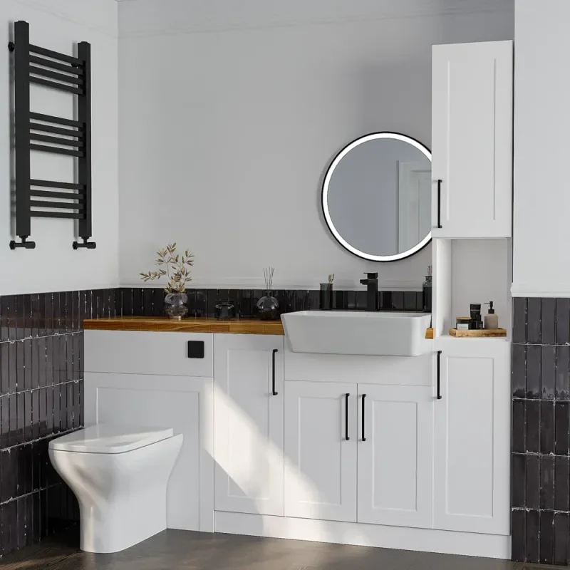Product Image for Oliver 1700 White Shaker Fitted Furniture Combination Vanity Unit with Ceramic Basin 1