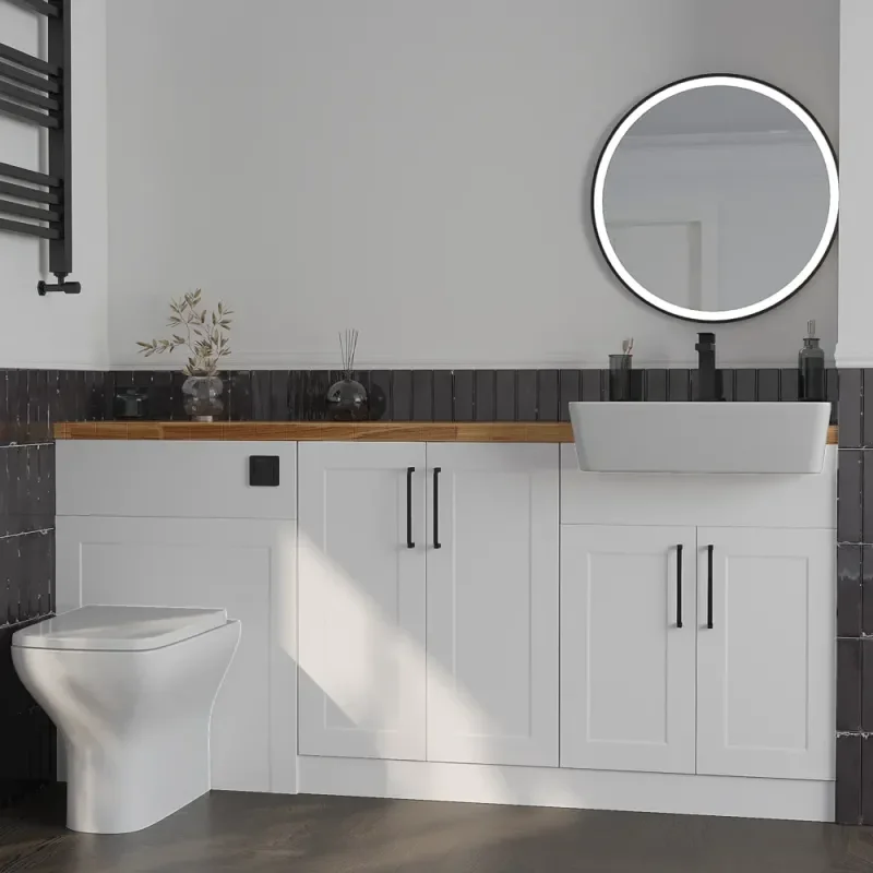 Product Image for Oliver 1800 White Shaker Fitted Furniture Combination Vanity Unit with Ceramic Basin 1
