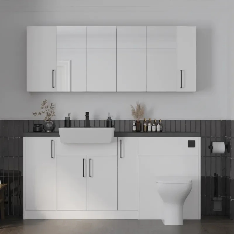 Main product image for the Oliver White 1700 Shaker Fitted Furniture with Mirror Cabinets 1