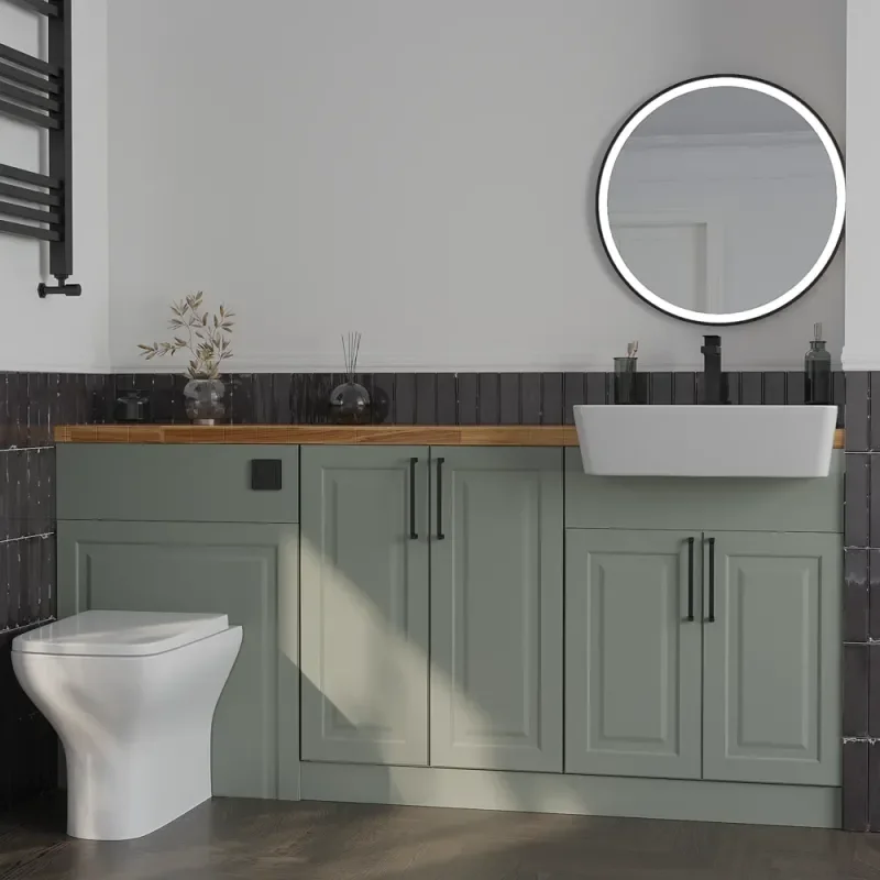 Alternative Configuration for Oliver 1800 Sage Green Shaker Fitted Furniture Combination Vanity Unit