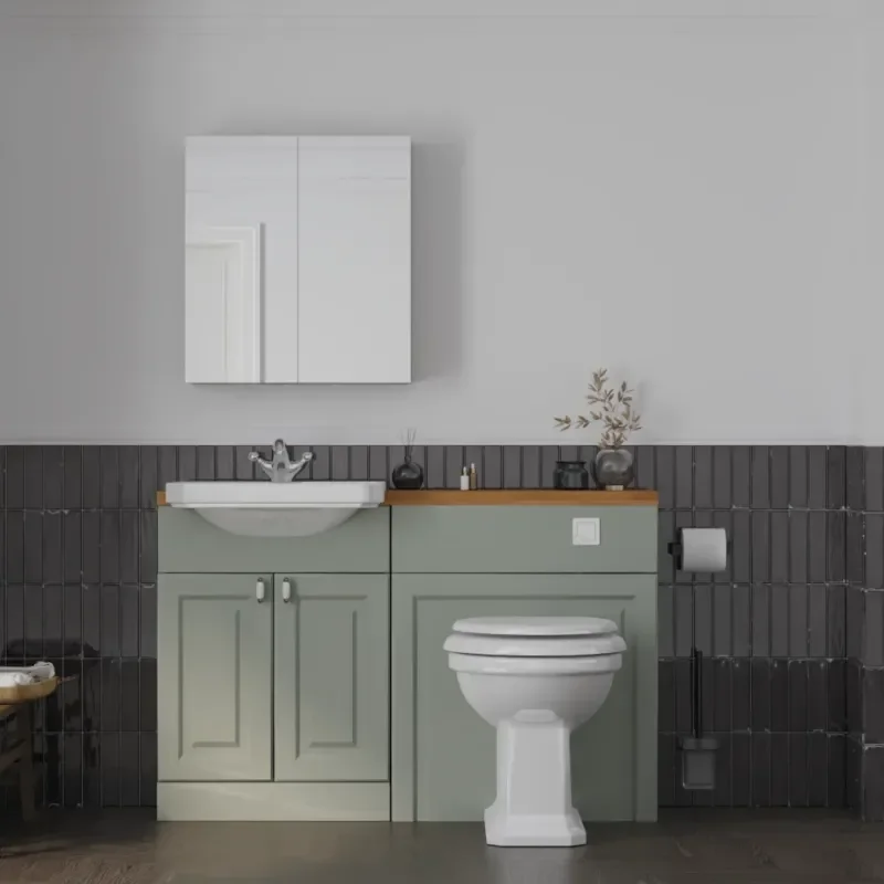 Main product image for the Oliver Sage Green 1200 Shaker Fitted Cloakroom Suite 1