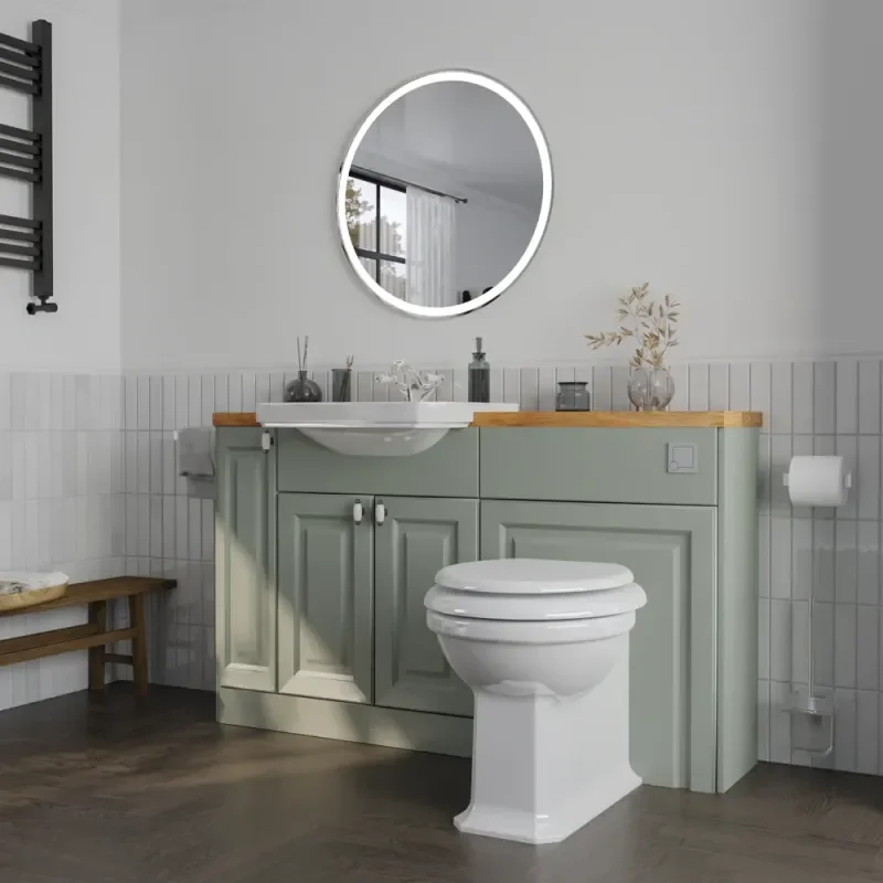 Oliver 1200 Sage Green Shaker Fitted Furniture Combination Vanity Unit_3 Side View of Oliver 1200 Sage Green Shaker Fitted Furniture Combination Vanity Unit