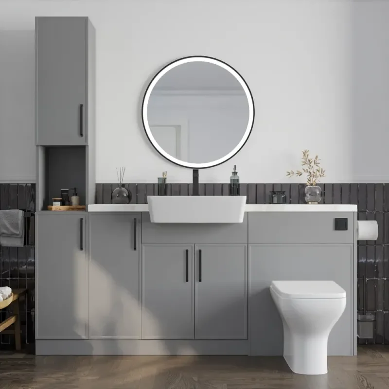 Product Image for Oliver Dust Grey 1700 Slim Shaker Fitted Furniture Combination Vanity Unit with Ceramic Basin 7