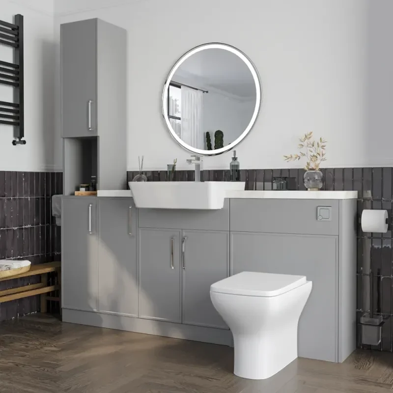Product Image for Oliver Dust Grey 1700 Slim Shaker Fitted Furniture Combination Vanity Unit with Ceramic Basin 6