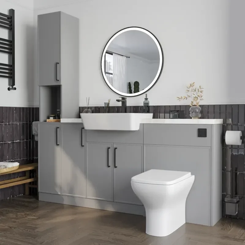 Product Image for Oliver Dust Grey 1700 Slim Shaker Fitted Furniture Combination Vanity Unit with Ceramic Basin 4
