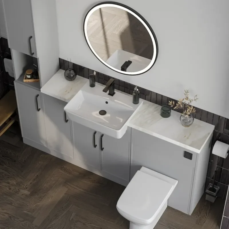 Product Image for Oliver Dust Grey 1700 Slim Shaker Fitted Furniture Combination Vanity Unit with Ceramic Basin 3
