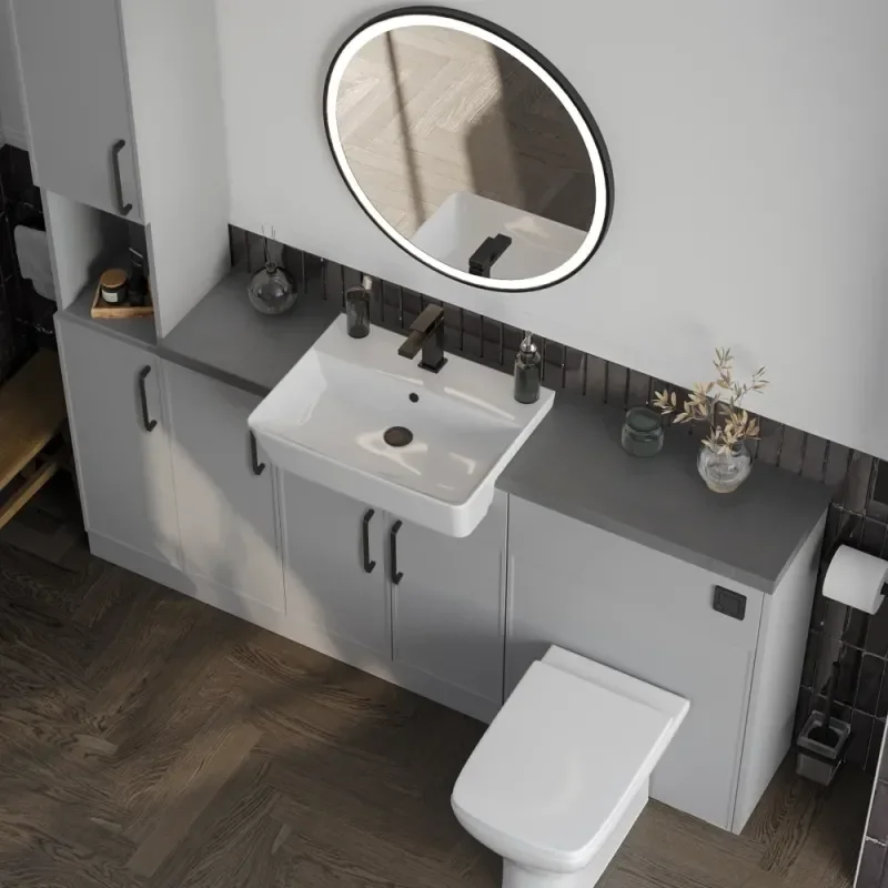 Product Image for Oliver Dust Grey 1700 Slim Shaker Fitted Furniture Combination Vanity Unit with Ceramic Basin 2