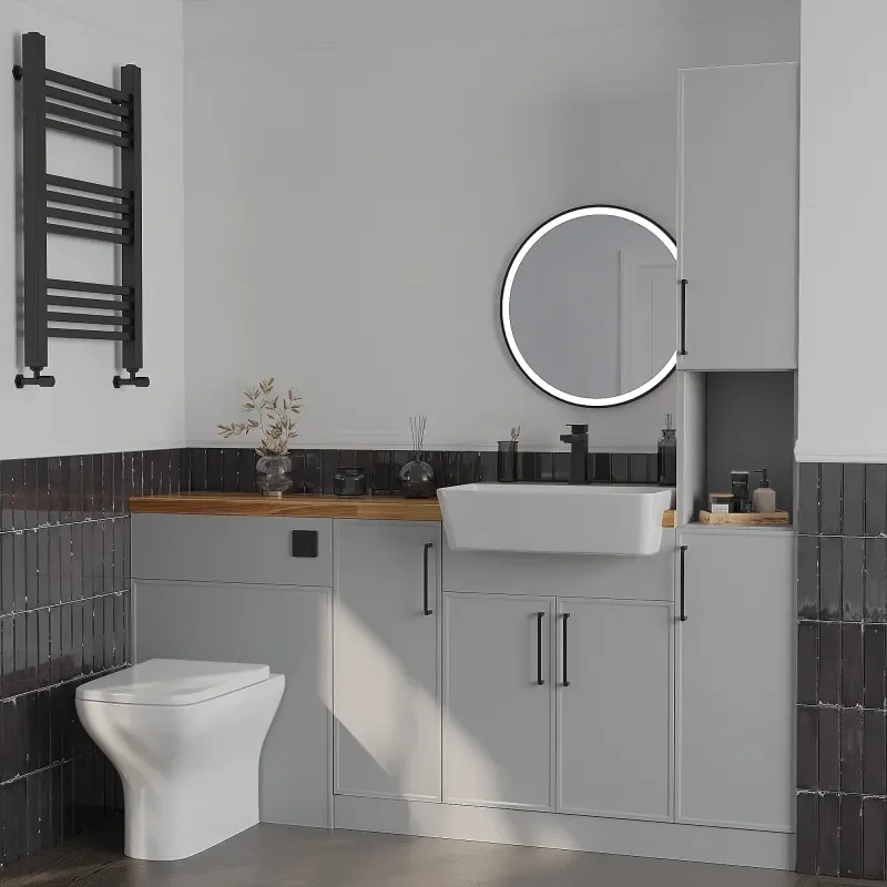 Product Image for Oliver Dust Grey 1700 Slim Shaker Fitted Furniture Combination Vanity Unit with Ceramic Basin 1