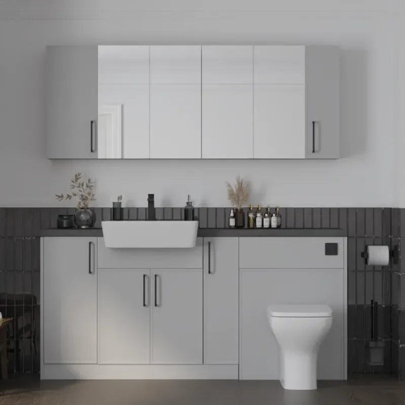Main product image for the Oliver Dust Grey 1700 Slim Shaker Fitted Furniture with Mirror Cabinets 1