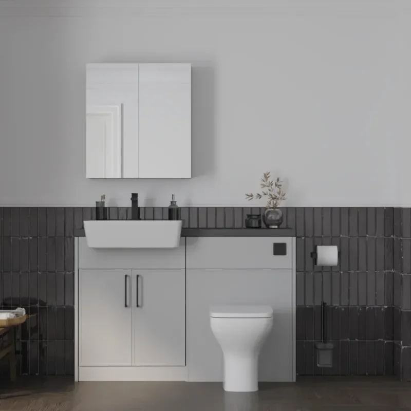 Main product image for the Oliver Dust Grey 1200 Slim Shaker Fitted Cloakroom Suite 1