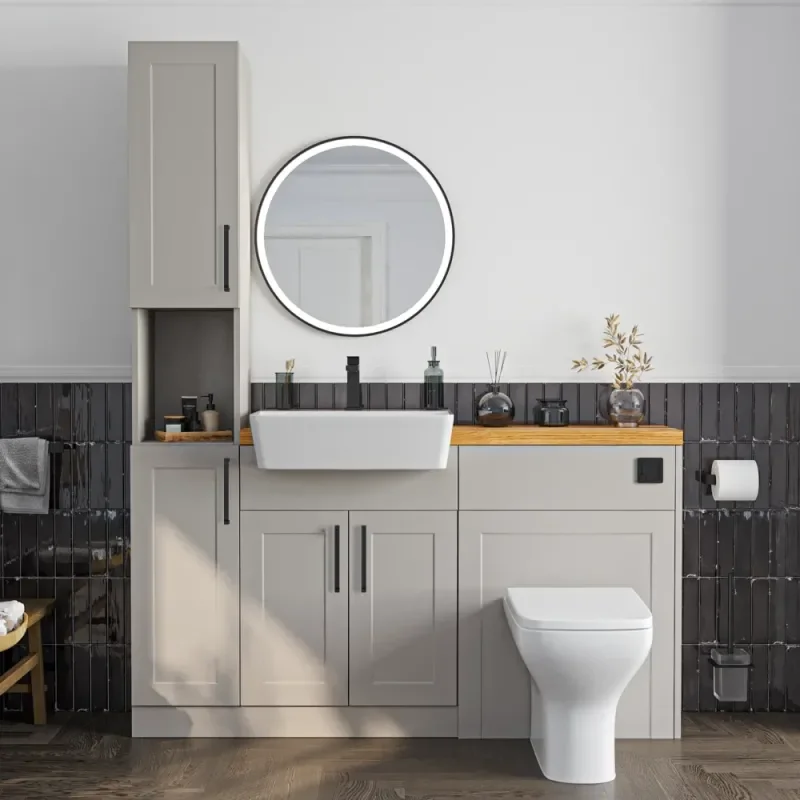 Product Image for Oliver 1500 Cashmere Shaker Fitted Furniture Combination Vanity Unit with Ceramic Basin 5