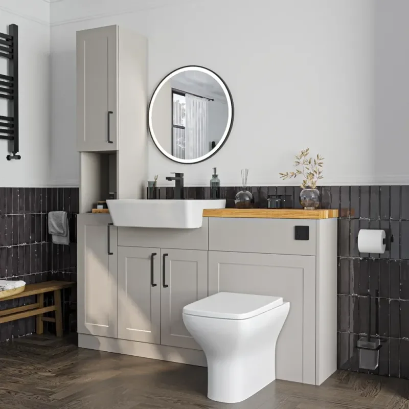 Product Image for Oliver 1500 Cashmere Shaker Fitted Furniture Combination Vanity Unit with Ceramic Basin 4