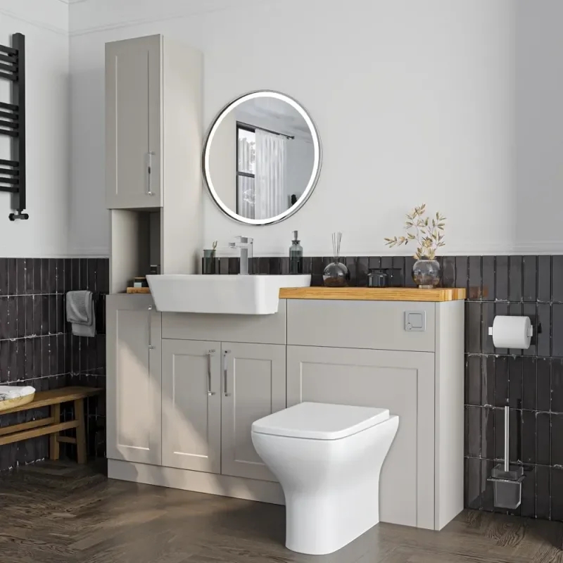 Product Image for Oliver 1500 Cashmere Shaker Fitted Furniture Combination Vanity Unit with Ceramic Basin 1