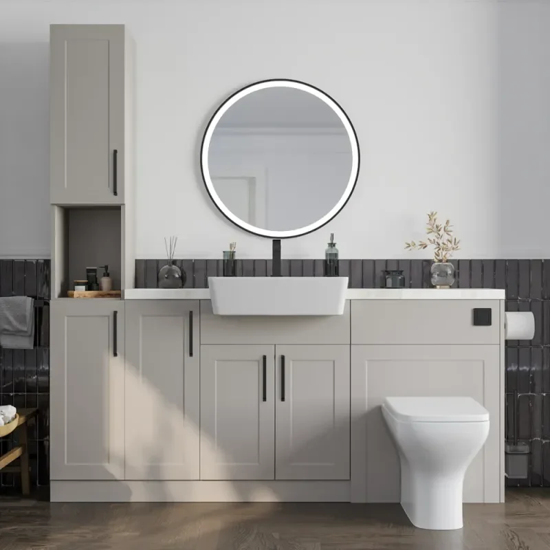 Product Image for Oliver 1800 Cashmere Shaker Fitted Furniture Combination Vanity Unit with Ceramic Basin 7