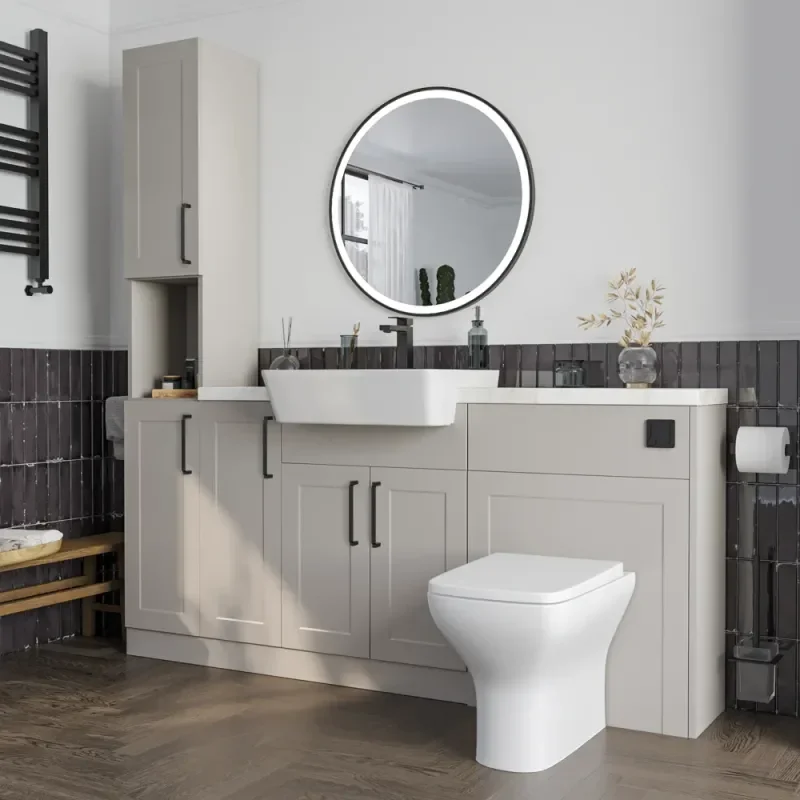 Product Image for Oliver 1800 Cashmere Shaker Fitted Furniture Combination Vanity Unit with Ceramic Basin 4
