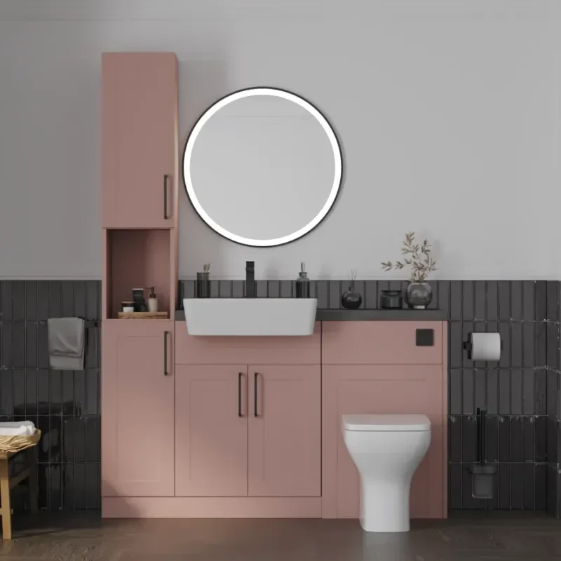 Main product image for the Oliver Pink 1400 Shaker Fitted Furniture Tallboy 1