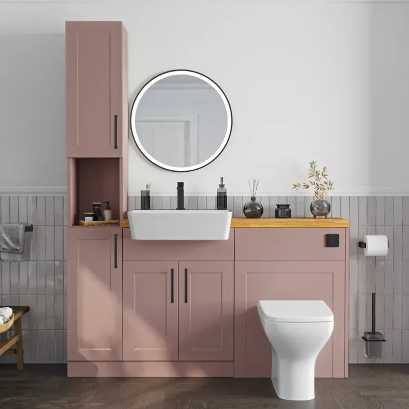 Product Image for Oliver 1500 Pink Shaker Fitted Furniture Combination Vanity Unit with Ceramic Basin 5