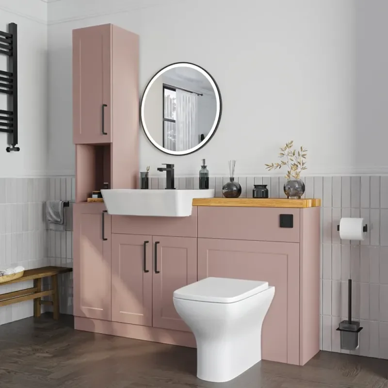 Product Image for Oliver 1500 Pink Shaker Fitted Furniture Combination Vanity Unit with Ceramic Basin 2