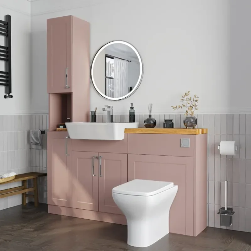 Product Image for Oliver 1500 Pink Shaker Fitted Furniture Combination Vanity Unit with Ceramic Basin 4