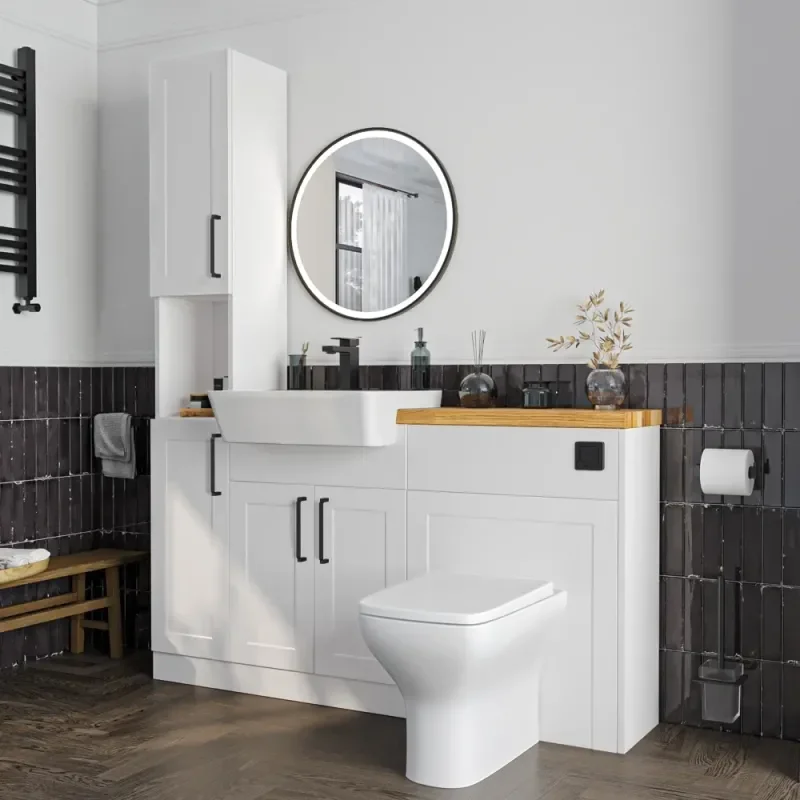 Product Image for Oliver 1400 White Shaker Fitted Furniture Combination Vanity Unit with Ceramic Basin 4
