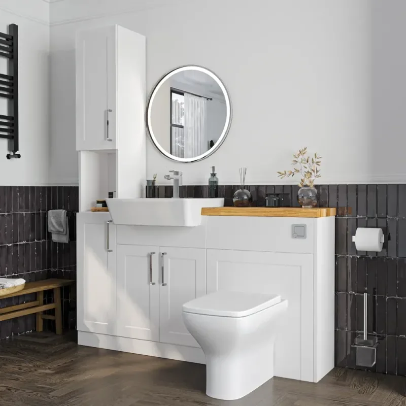 Product Image for Oliver 1400 White Shaker Fitted Furniture Combination Vanity Unit with Ceramic Basin 3