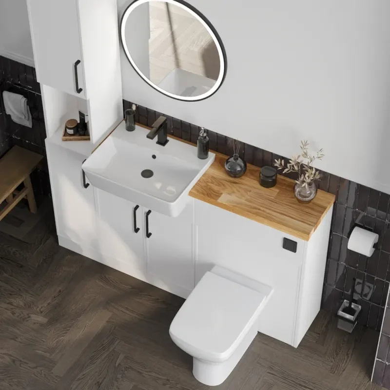 Product Image for Oliver 1500 White Shaker Fitted Furniture Combination Vanity Unit with Ceramic Basin 1