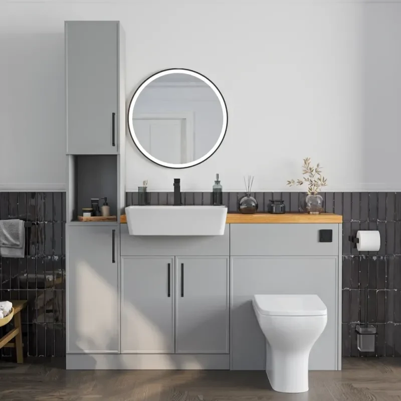Product Image for Oliver Dust Grey 1500 Slim Shaker Fitted Furniture Combination Vanity Unit with Ceramic Basin 6