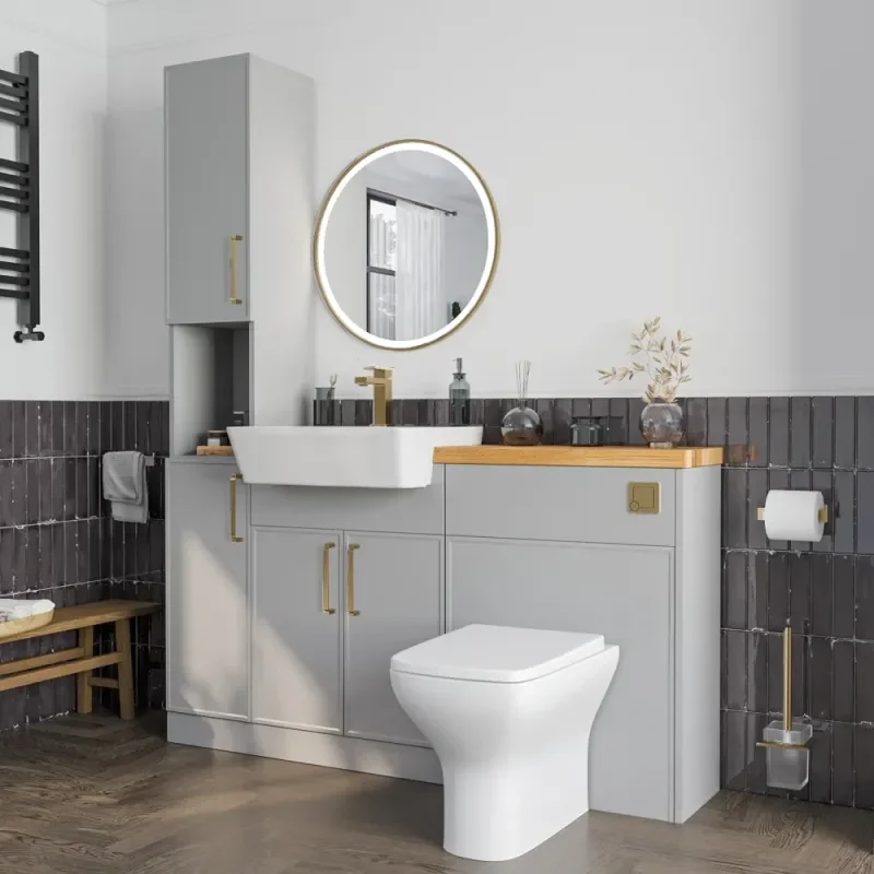 Product Image for Oliver Dust Grey 1500 Slim Shaker Fitted Furniture Combination Vanity Unit with Ceramic Basin 3