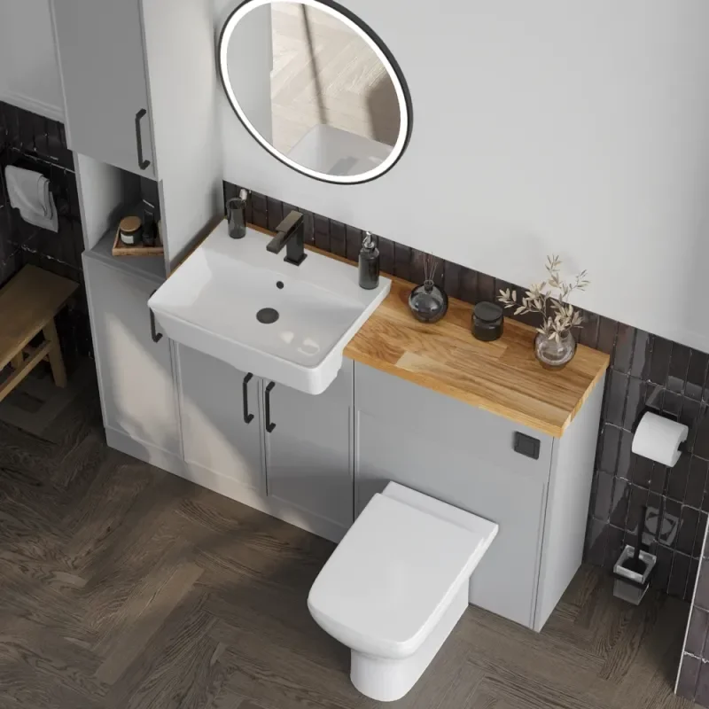 Product Image for Oliver Dust Grey 1500 Slim Shaker Fitted Furniture Combination Vanity Unit with Ceramic Basin 2