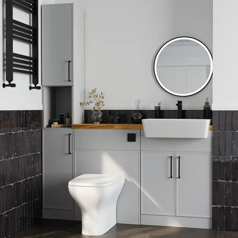Product Image for Oliver Dust Grey 1500 Slim Shaker Fitted Furniture Combination Vanity Unit with Ceramic Basin 1