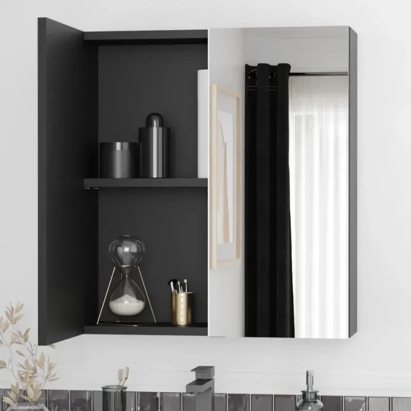 Oliver Matt Black 600mm Mirror Cabinet