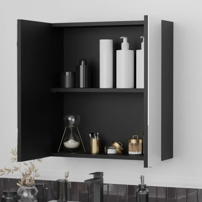 Oliver Matt Black 600mm Mirror Cabinet