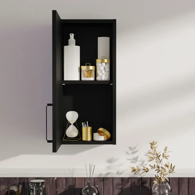 Oliver Matt Black 300mm Wall Cabinet