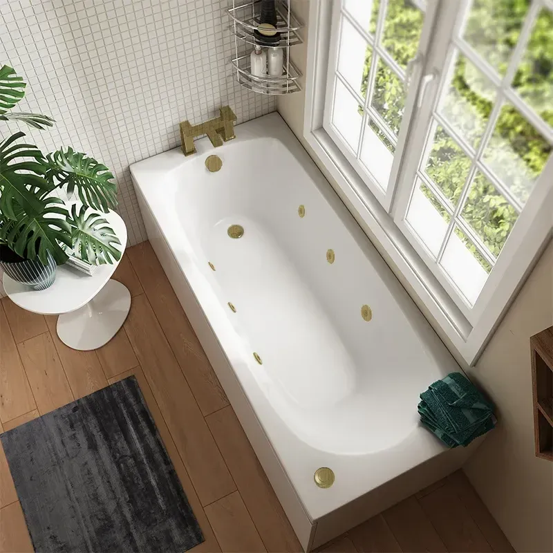 Product Image for Laguna Whirlpool Bath: Straight, Single Ended, 1600 x 800, 6 Brushed Brass Jets